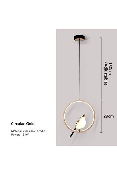 Choice Warm White Circular-Gold Magpie Bird LED Cord Pendant Lamps AC85-265V Indoor LED Chandelier Lights f
