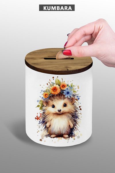 bymat Baby Hedgehog Piggy Bank - Small Size Ceramic 9 cm - 250 Graffiti