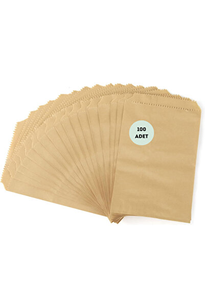 Şeker Ofisi 100'lü Kraft Kese Kağıdı Hediye Paketi - 13x17 Cm Düz Renk