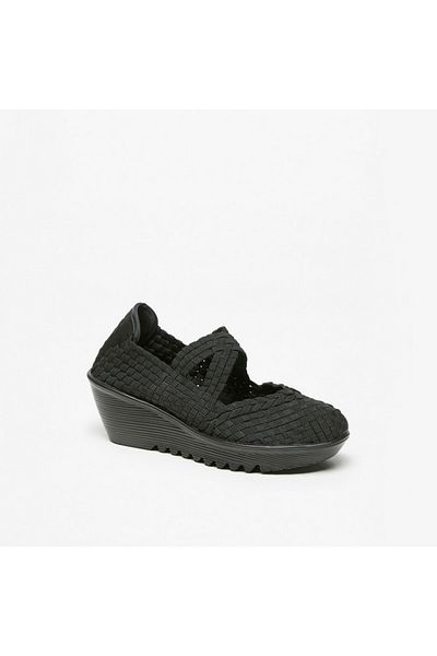 Flora Bella by Shoexpress Textured Comfort Slip-On Shoes with Wedge Heels