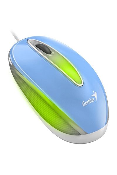 GENIUS Mouse Genius, DX-Mini, PC sau NB, cu fir, USB, optic, 1000 dpi, butoane/scroll 3/1, LED, Albastru