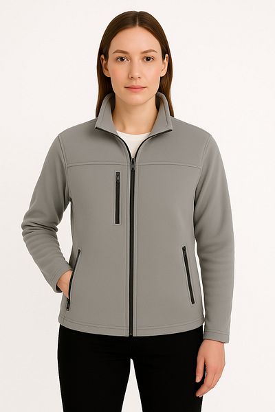KaeLaurean Women's Gray Anti-Pilling No-Pilling Standard Fit Stand Collar Cold-Proof Fleece