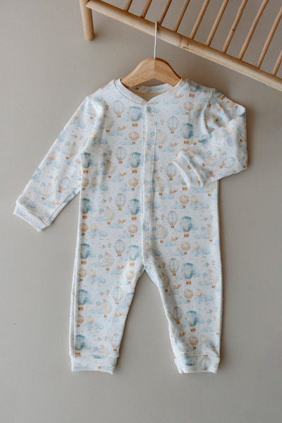 Daysie Baby Co ثوب فضفاض للأطفال مصنوع من القطن بنسبة 100% - بالون سماوي