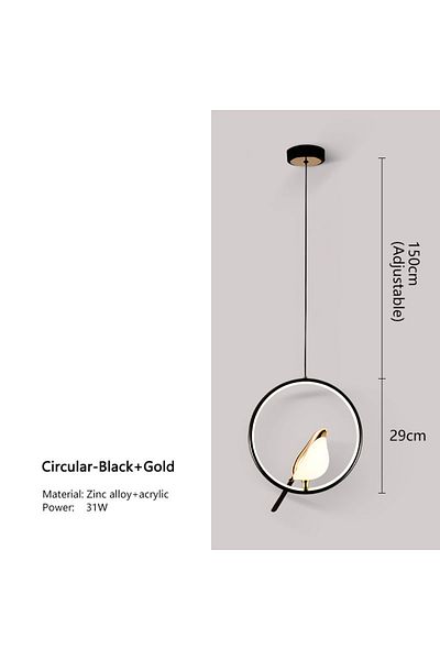 Choice Warm White Circular-black Gold Magpie Bird Led Cord Pendant Lamps Ac85-265v Indoor Led Chandelier Li