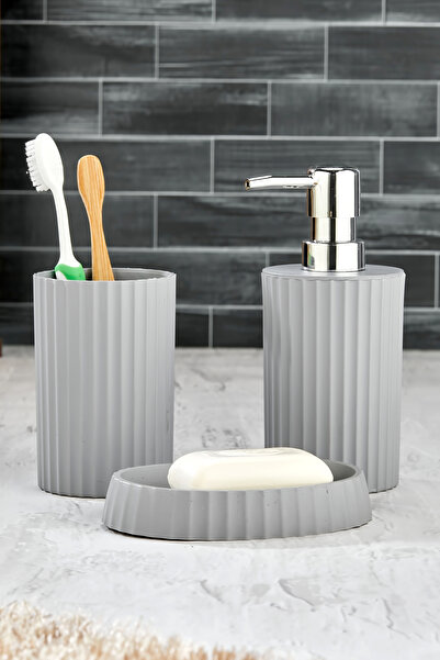 Homie ESTE 3 Parça Yuvarlak Lavabo Banyo Seti -  Sıvı Sabunluk Katı Sabunluk ...