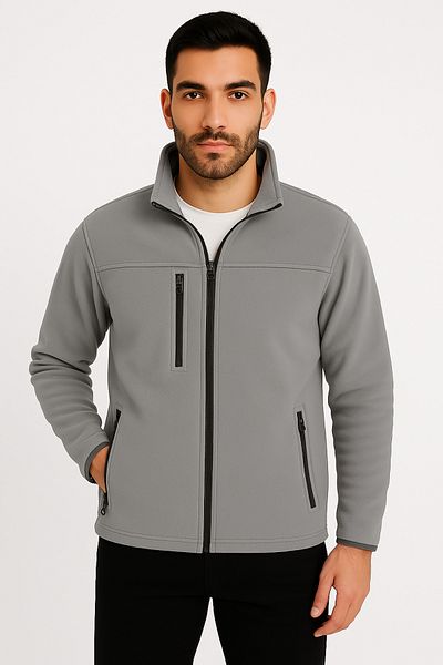 KaeLaurean Men's Anti-Pilling No Pilling Standard Fit Stand Collar Cold Proof Three Pocket Zipper Fleece