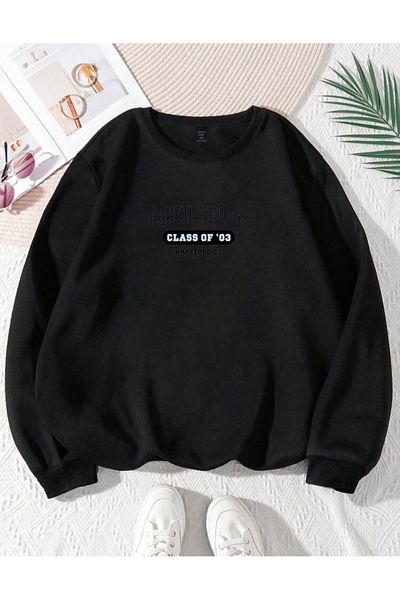RPT MODA Oversized Chilton Printed Detail Cycling Collar Basic Sweatshirt