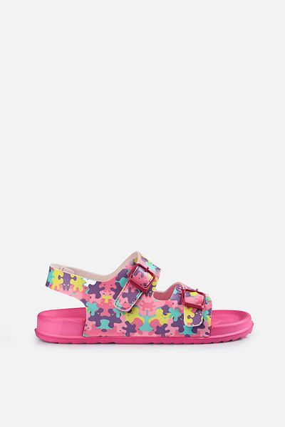 Vicco Miyu Ii Printed Girl's Fuchsia Sandals