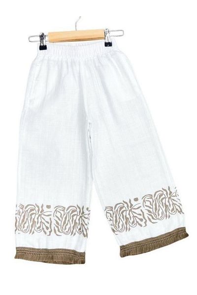 Zekids Girl's Printed Ethnic Patterned Muslin Wide Leg Trousers
