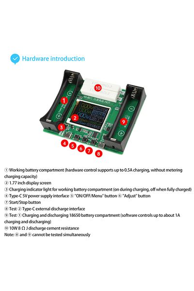 Choice China 18650 Lithium Battery Capacity Tester Module Mah Mwh Digital Battery Power Detector Module 186