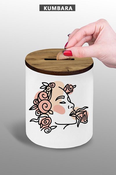 yhfoto Floral Piggy Bank, Small Ceramic Table Top, 9 Cm, 25Km