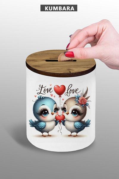 Bytwo Cute Birds Design 9 cm Ceramic Piggy Bank Small Size Table Top