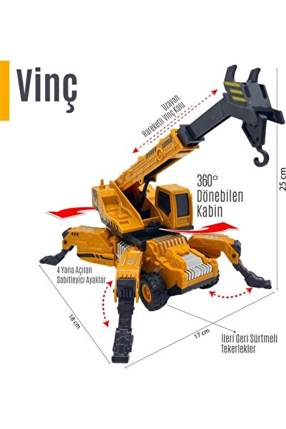 SmartFox Metal Toy Excavator - Crane Engineering Vehicle Set of 2 Toys