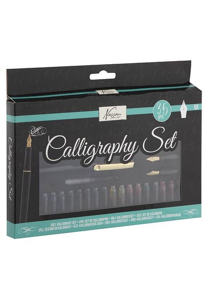 Nassau fine art 35-piece Calligraphy Set With Colored Ink, Different Nibs And Calligraphy Book