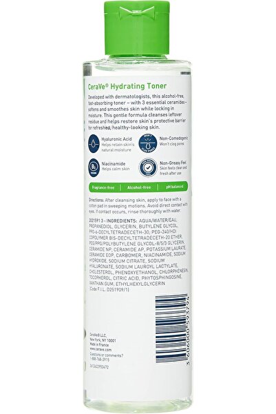 CeraVe Hydrating Toner for Face Non-Alcoholic with Hyaluronic Acid, Niacinamide, and Ceramides for S