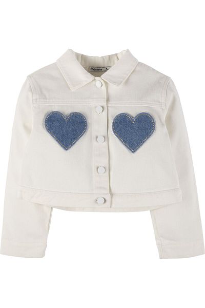 İdilbaby&Mamino İDİLBABY&MAMİNO jachetă albă din denim cu inimă pentru fetiță