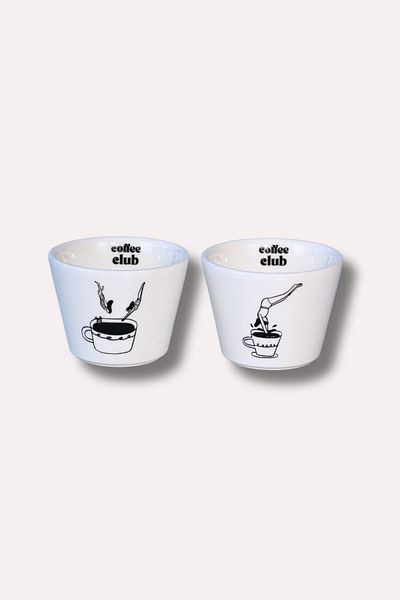 Milky Way Design Coffee Club Set of 2 Handleless Cups - 180 Cc