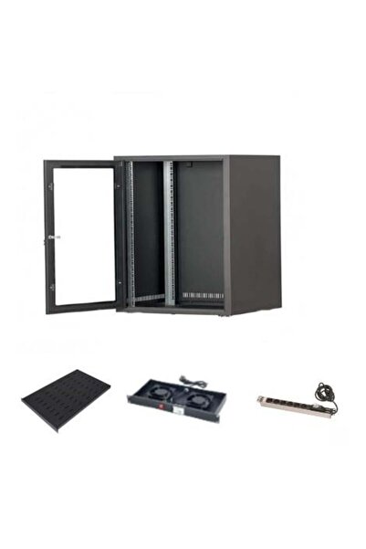 SETRACK 19'' 9u 600x600 Duvar Tipi Rack Kabinet Sabit Raf 2li Fan Modülü 6lı ...