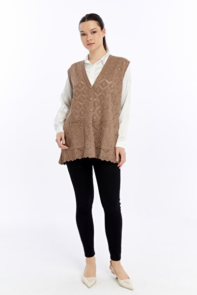 larocci Γυναικείο γιλέκο με στάνταρ σχέδιο με λαιμόκοψη σε σχήμα V με τσέπες