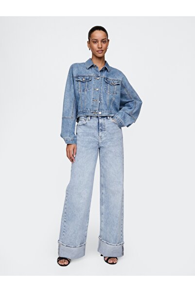 GAP Kadın Mavi High Rise Wide Leg Jean Pantolon
