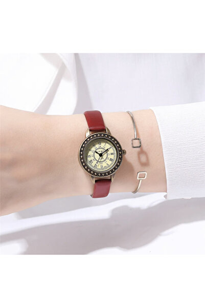 Toz Vintage Evolve Red Roman Numeral Round Vintage&retro Clock