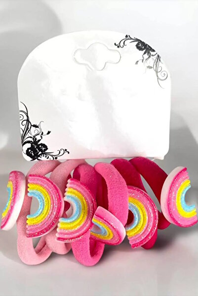 CAŞ DEKORASYON Σετ με 6 λαστιχένιες αγκράφες σε ροζ χρώμα με φιγούρα ουράνιου...