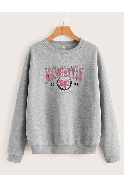 RPT MODA Oversized Manhattan Printed Detailled Crewneck Basic Sweatshirt