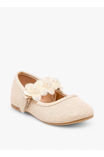 Flora Bella by Shoexpress Floral Applique Ballerina Shoes with Hook and Loop Closure
