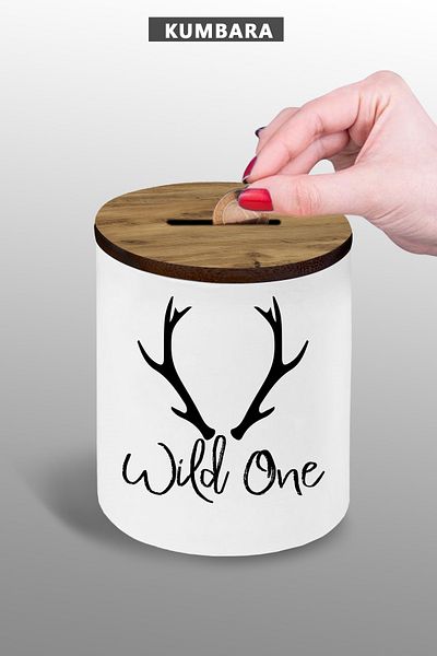 Bytwo Wild One Designed Piggy Bank - Small Size Tabletop Piggy Bank - 9 cm Ceramic Piggy Bank - 25Kmb145