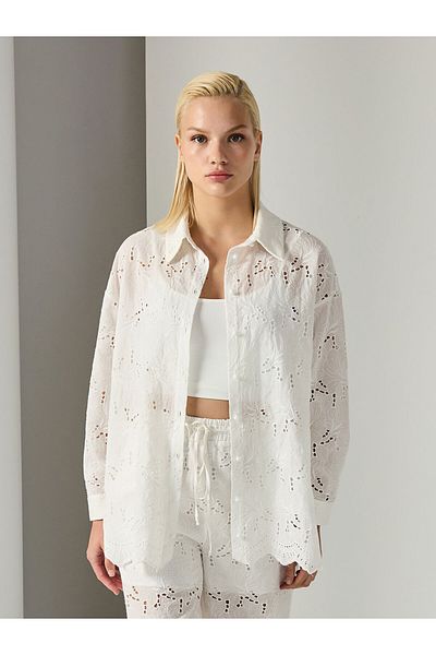 Unique Brode Fabric Back Window Shirt