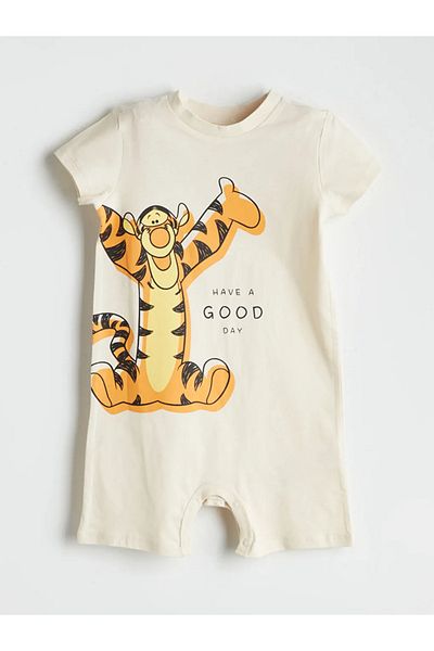 LC Waikiki Lcw Baby Beige Winnie the Pooh Printed Baby Boy Jumpsuit