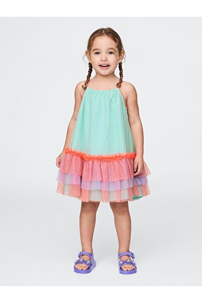 GAP Kız Bebek Çok Renkli Colorblock Tül Elbise