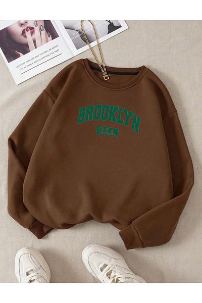 RPT MODA ОБЩ СУИТШЪР С ОБЛА ЯКЪТ И ЗЕЛЕН ПРИНТ BROOKLYN