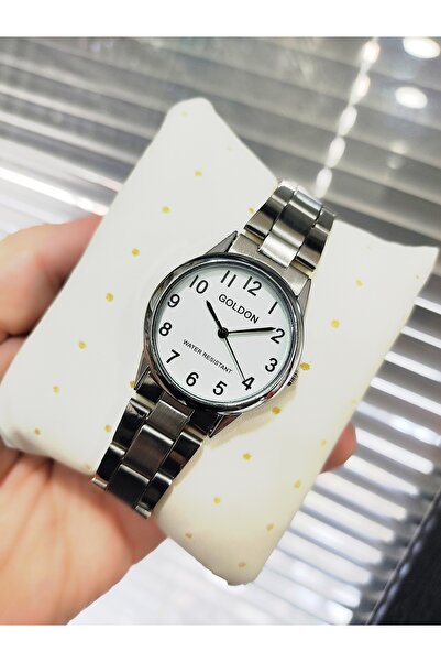 GOLDON Çelik kordon retro rakamlı saati