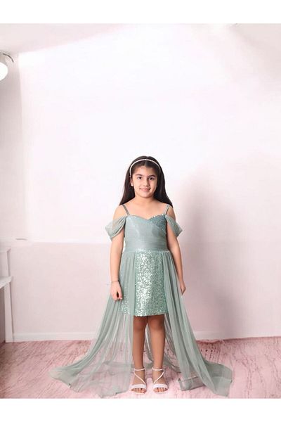 Ahsenimbebe Short Tail Inside Sequin Evening Dress