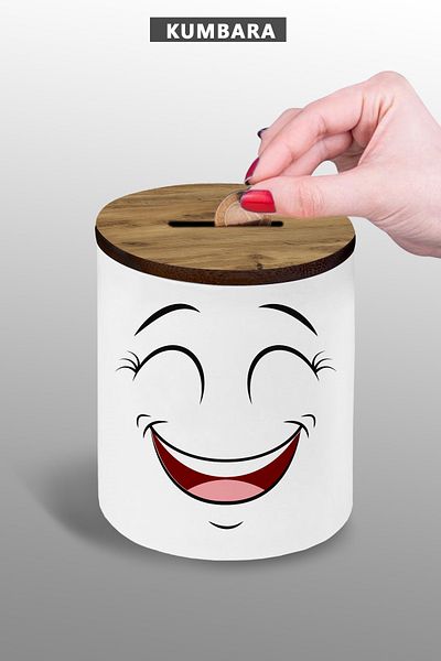 yhfoto Κουμπαράς με σχέδιο Smiling Face - Μικρό Μέγεθος Επιτραπέζιος Κουμπαράς - 9 cm Κεραμικός Κουμπαράς - 25kmb65