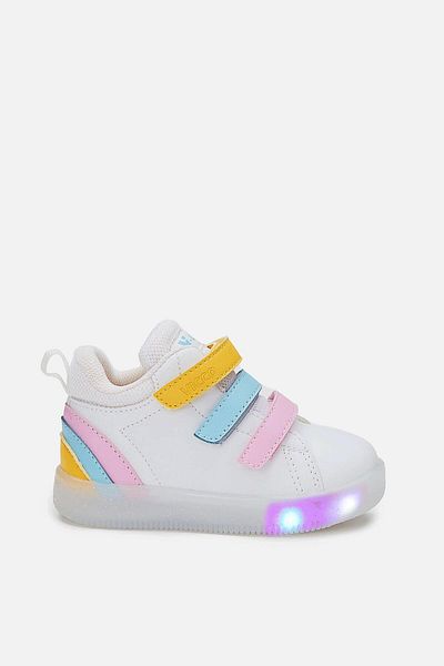 Vicco Baby Girl White/Pink Boots with Rainbow Light