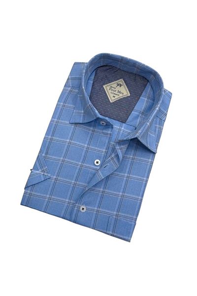 GÖMLEK GALERİSİ Men's Classic Relaxed Fit Checked Short Sleeve Shirt