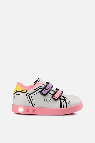 Vicco Picasso Lighted Girl Preschool White/Pink Sneaker