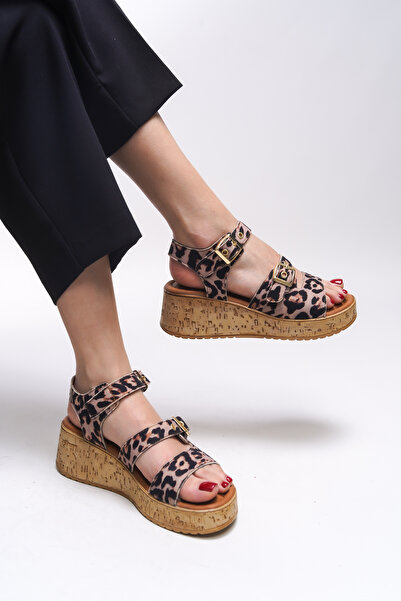 Riccon Leopard Beige Mylreene Women's Sandals 0012260