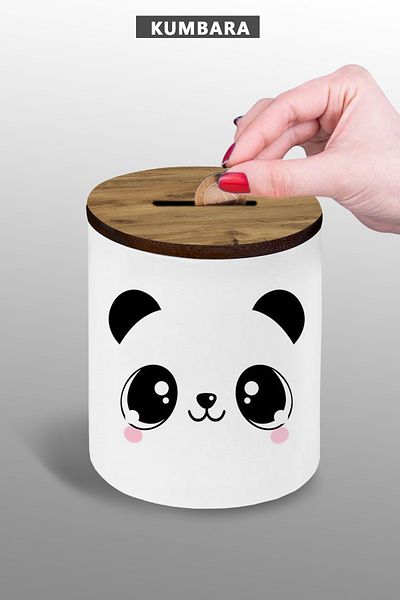 bymat Designed Panda Fabric Small Size Ceramic 9 cm Tabletop Piggy Bank 25Kmb193