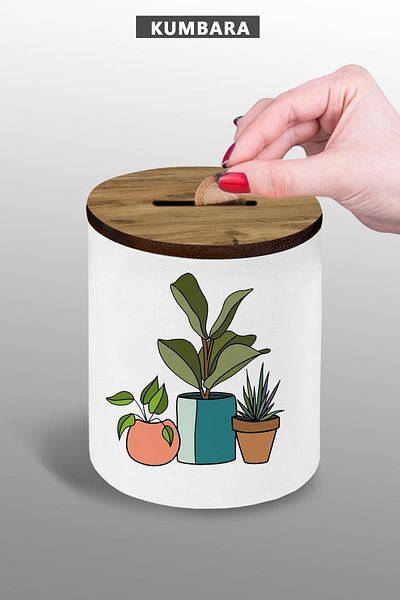 yhfoto Bohemian Flower Triple Piggy Bank 9 cm Κεραμικό – Μικρό Μέγεθος στο Τραπέζι