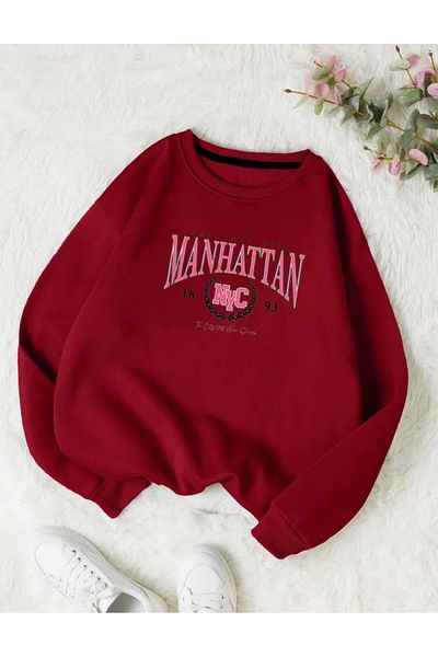 RPT MODA Oversized Manhattan Printed Detailled Crewneck Basic Sweatshirt