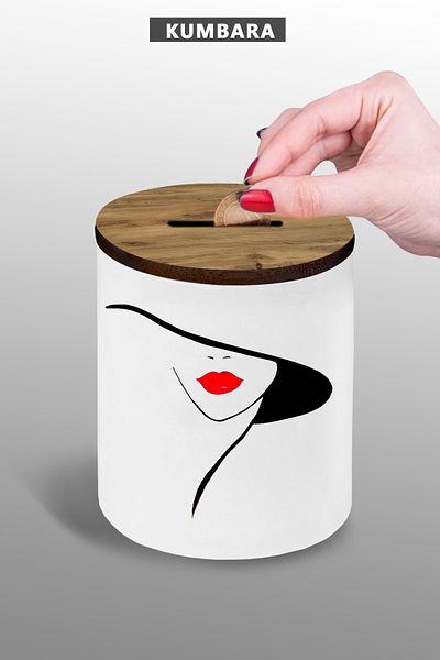 bymat Women Designed Piggy Bank - Small Size Tabletop Piggy Bank - 9 cm Ceramic Piggy Bank - 25Kmb1