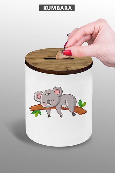 bymat Koala Designed 9 cm Ceramic Piggy Bank Small Size Table Top Suitable for 25Kb16