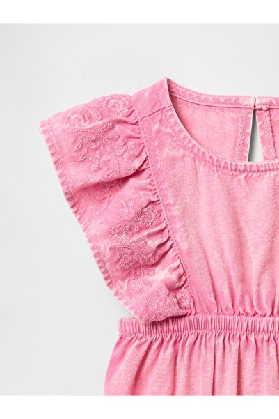 GAP Bebek Pembe Balon Kol Denim Şort Tulum