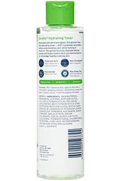 CeraVe Hydrating Toner for Face Non-Alcoholic with Hyaluronic Acid, Niacinamide, and Ceramides