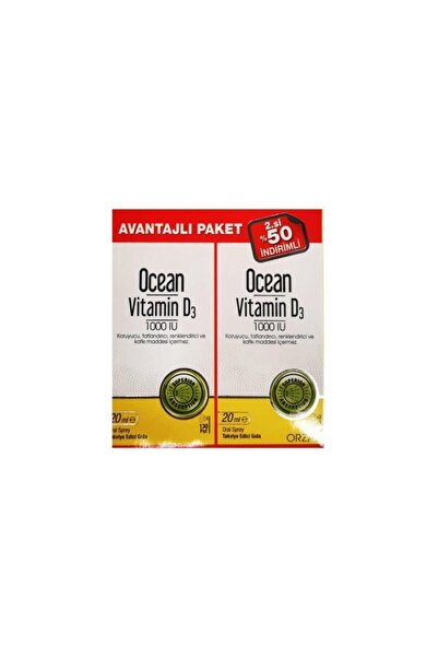 Ocean Vitamin D3 1000 Iu Sprey 20 ml 2'li Avantaj Paket