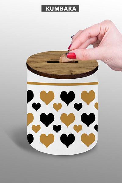Bytwo Heart Designed 9 cm Ceramic Piggy Bank Small Size Table Top 25Kmb115