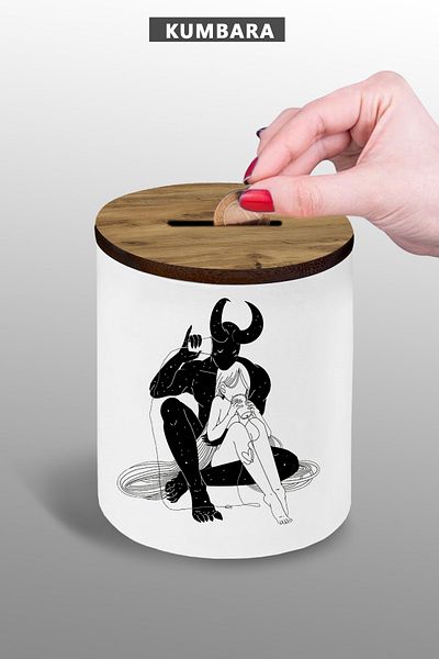 yhfoto Dark Lover Designed Piggy Bank - Small Size Tabletop Piggy Bank - 9 cm Ceramic Piggy Bank - 25Kmb31